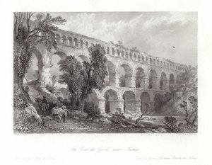 Der Pont du Gard, nahe Nîmes von Thomas Allom
