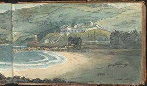 Album mit Landschafts- und Figurenstudien: Ein trostloser Hafen umgeben von Mooren