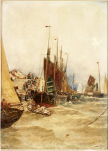 Das erste Boot vom Makrelenfischen, Boulogne, 1889 von Thomas Bush Hardy