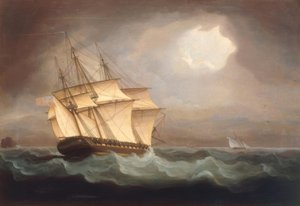 Eine britische Fregatte verfolgt einen französischen Kutter von Thomas Buttersworth