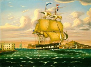 Postschiff passiert Castle Williams, New Yorker Hafen von Thomas Chambers