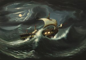 Sturmgepeitschte Fregatte, Mitte des 19. Jahrhunderts von Thomas Chambers