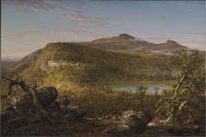 Ansicht der beiden Seen und des Mountain House, Catskill Mountains, Morgen von Thomas Cole