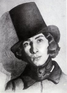 Porträt von Maurice Sand (1823-1889), Sohn von George Sand, 21 Jahre alt - undatiertes Zeichnung von Thomas Couture (1815-1879) - diese Zeichnung wurde lange Zeit für die seiner Mutter George Sand gehalten von Thomas Couture