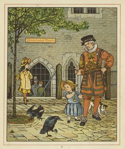 Ein junges Mädchen steht nervös neben einem Yeoman der Wache von Thomas Crane