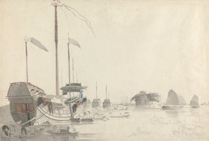 Boote in der Nähe eines niederländischen Forts, Kanton von Thomas Daniell