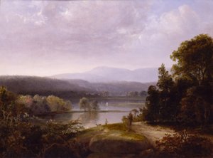 Flussansicht mit Jägern und Hunden von Thomas Doughty