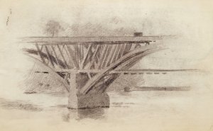 Zeichnung der Girard Avenue Brücke, Rückseite Skizze eines Ruders, ca. 1871 von Thomas Eakins