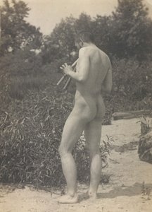 Thomas Eakins, Akt, der Flöte spielt, ca. 1883