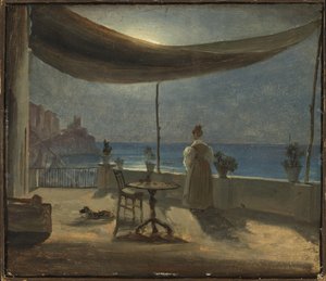 Eine Terrasse in Amalfi im Mondlicht