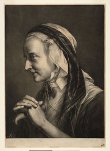 Alte Frau, auf eine Krücke gestützt von Thomas Frye