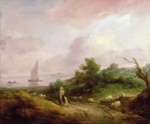Küstenlandschaft mit einem Hirten und seiner Herde, ca. 1783-4