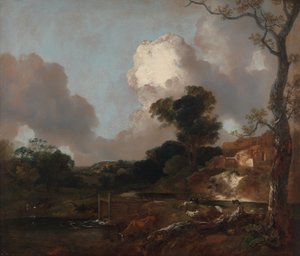 Landschaft mit Bach und Wehr, zwischen 1750 und 1753