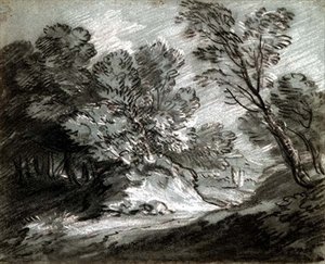 Nr. 0975 Waldlandschaft mit einem fernen Berg