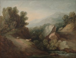 Felsige, bewaldete Landschaft mit Schlucht und Wehr von Thomas Gainsborough