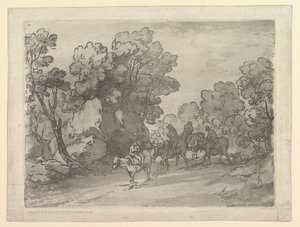 Bewaldete Landschaft mit Reitern, 1. August 1797