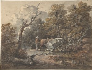 Waldlandschaft mit einem Bauern, einem Pferd und einem Karren von Thomas Gainsborough