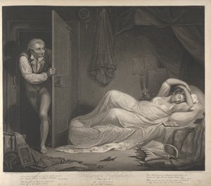 Fleiß und Ausschweifung: Die Liederliche in ihrem Schlafzimmer (Tafel 3) von Thomas Gaugain