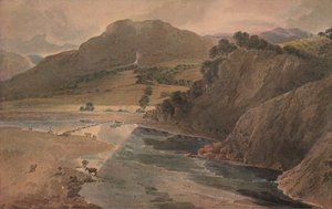Die Trittsteine auf der Wharfe, oberhalb der Abtei von Bolton, Yorkshire, 1801 von Thomas Girtin