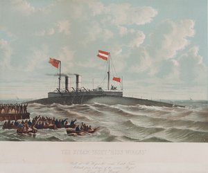 Die Dampfyacht Ross Winan (Zigarrenboot), gebaut in Millwall (England). Lithografie (33,1x43,4 cm) von Thomas Goldsworth Dutton (ca. 1819-1891)