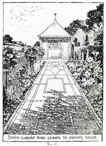 Gepflasterter Gartenweg zum Sommerhaus, aus Thomas Mawson