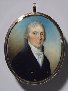 Paar Miniaturen: Porträt eines Mannes und Porträt einer Frau mit einer Miniatur, ca. 1780