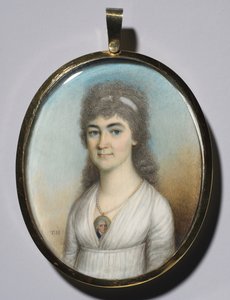 Porträt einer Frau mit Miniatur, ca. 1780
