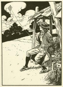 Franklin und sein Drachen (Gravur) von Thomas Heath Robinson