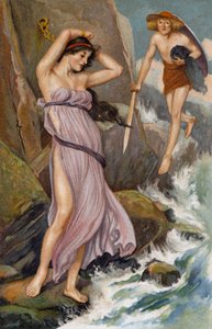 Voller Mitleid... Perseus näherte sich und betrachtete die Maid von Thomas Heath Robinson