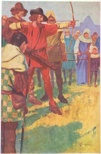 Er spannte seinen Bogen für einen kurzen Moment und ließ dann die Sehne los von Thomas Heath Robinson
