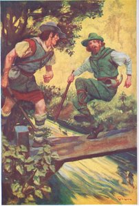 In einem unglücklichen Moment rutschte er auf den Holzbrettern aus von Thomas Heath Robinson