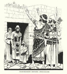 Rab-Schakeh vor Jerusalem von Thomas Heath Robinson