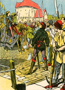 Der junge König Richard unterdrückt die Rebellion von Thomas Heath Robinson