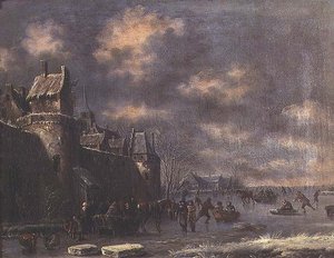 Winterlandschaft mit Figuren