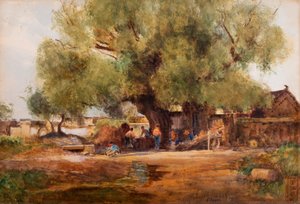 Schmiede im Freien nahe dem Felsentempel über Pei-tai-ho, China von Thomas Hodgson Liddell