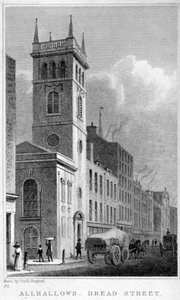 All Hallows Church, Bread Street, London, 1829 von Thomas Hosmer Shepherd