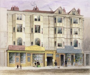 Ein altes Haus namens Half Moon Tavern, auf der Westseite der Aldersgate Street, 1852 von Thomas Hosmer Shepherd