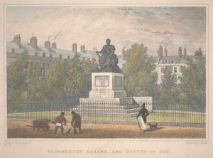 Bloomsbury Square mit Statue von Fox, graviert von Charles Mottram (1806-76)