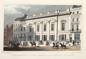 Crockfords Club House, St. James Street. Veröffentlicht 1828 von Thomas Hosmer Shepherd