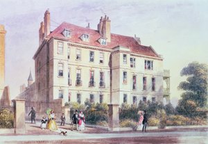 Eingang zum Queen Square vom Park, mit Blick auf das Haus von Jeremy Bentham von Thomas Hosmer Shepherd