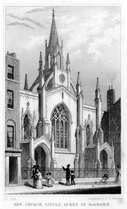 Neue Kirche, Little Queen Street, Holborn, London, 19. Jahrhundert von Thomas Hosmer Shepherd
