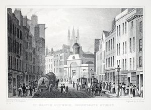 St. Martin Outwich, Bishopsgate Street, aus London und seine Umgebung im neunzehnten Jahrhundert, veröffentlicht von Jones und Co., 1827-1829