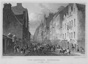 Die Canongate, Edinburgh, Blick nach Westen (Gravur) von Thomas Hosmer Shepherd