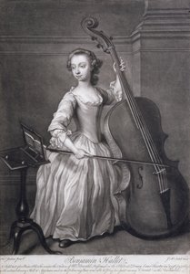Porträt von Benjamin Hallet, der Violoncello spielt, graviert von James McArdell, ca. 1749