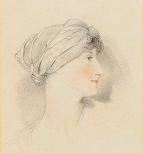 Porträtkopf von Mrs. Jens Wolff, im Profil nach rechts, einen Turban tragend von Thomas Lawrence