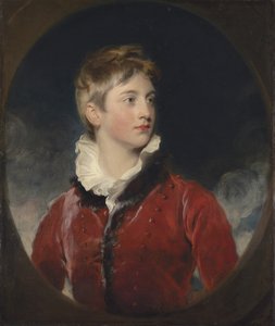 Porträt von Frederick William Stewart, 4. Marquess of Londonderry, K.P., M.P. (1805-1872) als Junge, Halbfigur, in einer roten Jacke, in einem angedeuteten Oval von Thomas Lawrence