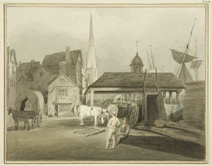 Nordostende der King Street, zeigt den walisischen Markt im Jahr 1802