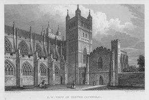 Südwestansicht der Kathedrale von Exeter von Thomas Mann (after) Baynes