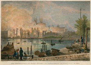 Die Zerstörung der Houses of Parliament durch Feuer am 16. Oktober 1834