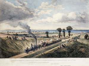 Ansicht der Canterbury und Whitstable Railway von der Church Street, aufgenommen am Eröffnungstag, 3. Mai 1830, ca. 1830 von Thomas Mann Baynes